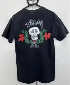 80s USA製ヴィンテージ old stussy Tシャツ スカルフラワー