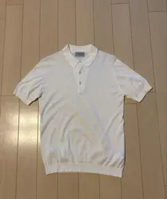 JOHNSMEDLEY ベージュニットポロ M 英国 シーアイランドコットン現行