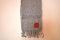 美品　LOEWE グレー マフラー　モヘア　ロエベ 美品】LOEWE ロエベ モヘア マフラー ストール グレー×レッド 箱付き