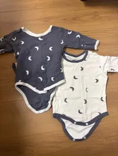 西松屋　ベビー 長袖ボディスーツ 2枚セット 月柄 80cm