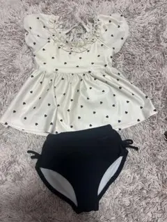 petit main 女の子用ハート柄水着セット
