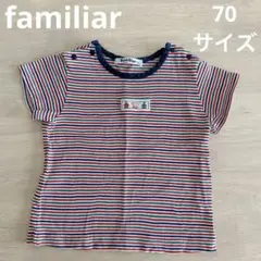 ファミリア パフスリーブ Tシャツ ボーダー×ネイビー 110 - メルカリ