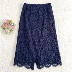 【N.ナチュラルビューティーベーシック】 花柄レーススカート ミディ丈 (Ｍ)のサムネイル