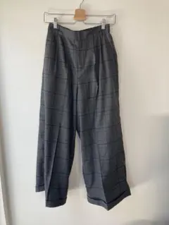 【OPAQUE CLIP 】グレー系チェック ワイドパンツ