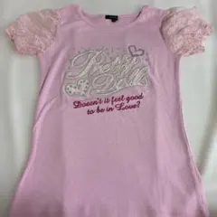 OLLINKARI レース袖ピンクTシャツ 160サイズ