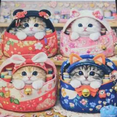 M　在庫処分品　未使用　猫ちゃんパネル生地8枚