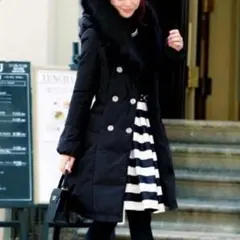 RUIRUE BOUTIQUE ラクーンファー付ロングダウンコート S