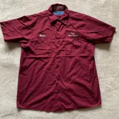 CINTAS 半袖ワークシャツ バーガンディ Lサイズ /アメカジ古着