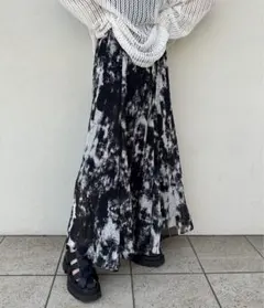 JEANASISカスレガラヨウリュウフレアスカートジーナシス　FREESIZE