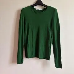 ZARA クルーネックニット グリーン L
