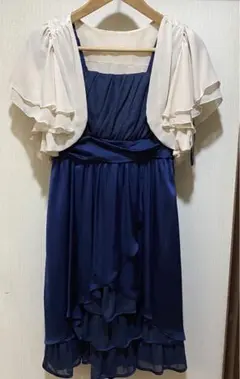 パーティードレス(ネイビー)9号　ボレロ(アイボリー)11号Lサイズ付き