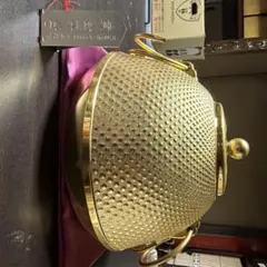 24KGP 茶釜 金メッキ 茶道具 金色 蓋付き インテリア 骨董 - メルカリ