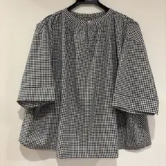 ギンガムチェック ブラウス 五分袖　新品