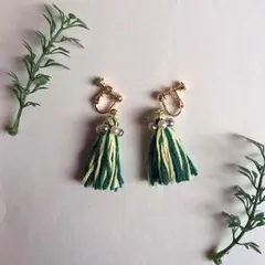 秋色♡タッセル➕パールリングのイヤリング＊＊