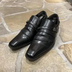 黒 ダブルモンクストラップ ビジネスシューズ