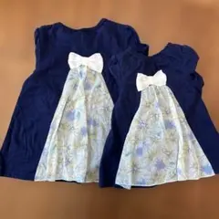 姉妹おそろい⭐︎ams FAM 花柄リボン付き長袖カットソー 90,120サイズ