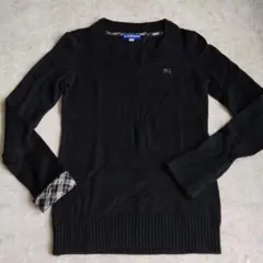 BURBERRYブラックニットセーター 長袖 クルーネック