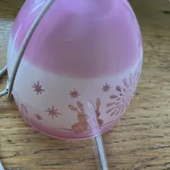 うさぎと花火の絵柄 ガラス風鈴 ピンク