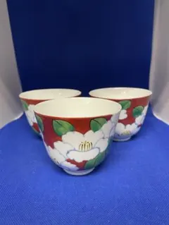新品 波佐見焼 陶房青 椿ペア湯呑み フリーカップ おもてなし ティー 