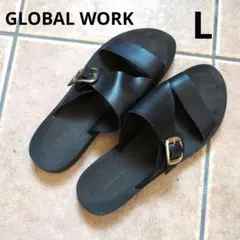 GLOBAL WORK ブラックサンダル クロスストラップ　L　24