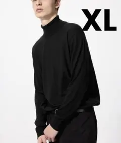ユニクロ　UNIQLO メリノウール タートルネックセーター ブラック