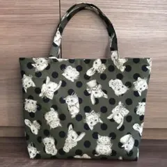 大きめサイズ　ボタン・ポケット付　カーキ×ブラックドット　ジョリーフルール