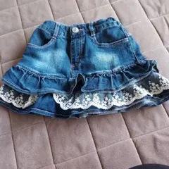 新品　デニム　フリル　スカート　130cm