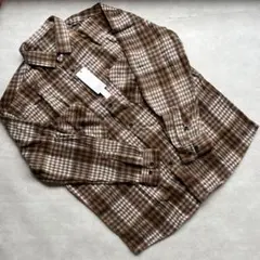 チェックシャツ メンズ 厚手 シャツジャケット 秋冬 羽織り ブラウン 新品