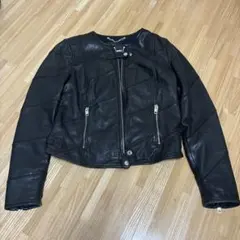 DIESEL ブラックレザージャケット キルティングデザイン