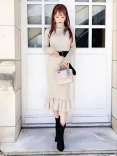 ベルト有り　ミシェルマカロン ニットワンピース　お値下げ歓迎！