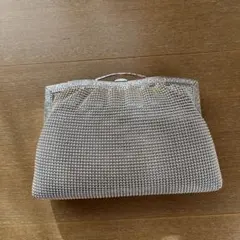 シルバー ビーズ編み クラッチバッグ