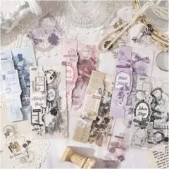 【同梱価格650円】　花柄レースPETシール　6種セット　コラージュ素材