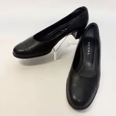 【美品】REGAL リーガル レザー プレーンパンプス 黒 24 ラウンドトゥのサムネイル