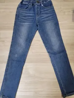 RAT EFFECT　裏起毛　デニム　スリムストレートパンツ　ブルー　150