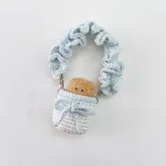 ✴︎ラスト✴︎ミニチュアドール持ち運びフリルストラップ◎ラメ水色×ラメホワイト◎