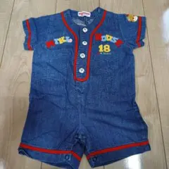 ミキハウス デニムロンパース 野球 ベースボール