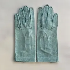 美品　イタリア製　レディースサイズ　レザーグローブ　革手袋　アイスブルー
