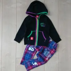 ライン ヒョウ柄 ロゴ パーカー チェック柄 パンツ コーデセット