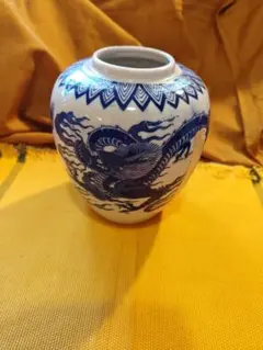 中国　骨董品　花瓶　花入　染付　貫入あり　龍　美術品　朝鮮 李朝 青花葡萄文白磁大壺 高さ52cm 韓国 美術 朝鮮 希少 花生 花瓶