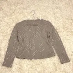 【GIANNI LO GIUDICE】ウール混⭐️グレードット柄 長袖トップス　M