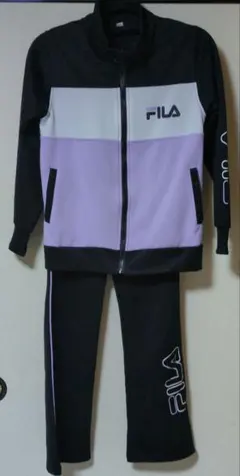 FILA キッズ ジャージ セットアップ ブラック パープル
