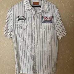 CORISCO ワークシャツ ホワイト ストライプ Mサイズ ワッペン
