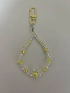 イエロー　ビーズキーホルダー ♡ ストラップ