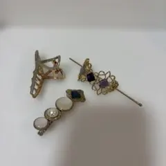 ゴールドトーン ヘアクリップ ヘアピンセット　lattice