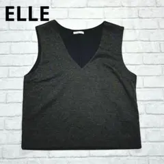 L101【エル】Ｖネックベスト☆グレー　シンプル　伸縮　重ね着　レイヤード　M