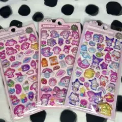 3枚まとめ売り　3D立体　ボンボンドロップシール　レリーフ