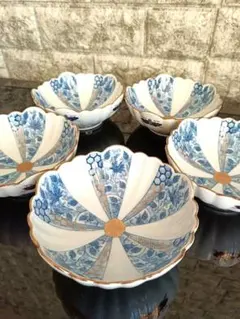 三洋陶器 龍峰窯 つみき 赤絵花鳥 ガラスデザートカップ 5客揃 - メルカリ