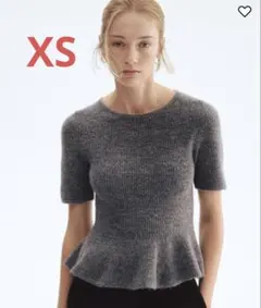 XS リブニットペプラムトップス 新品タグ付き
