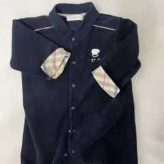 バーバリー　ネイビー ボタン付きロンパース 80