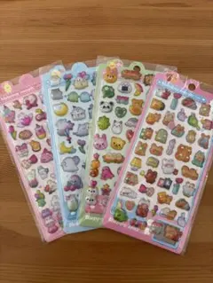 ボンボンドロップ風　ぷっくりシール　4枚セット